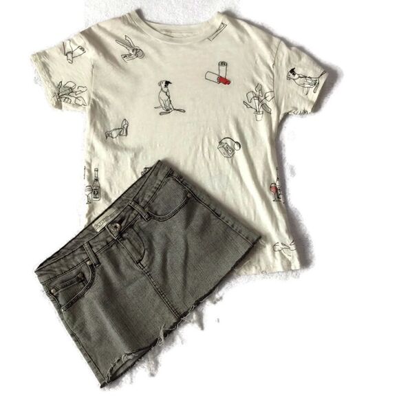 Lazer Jeans Acid Wash Raw Hem Skirt - Picture 2 of 6